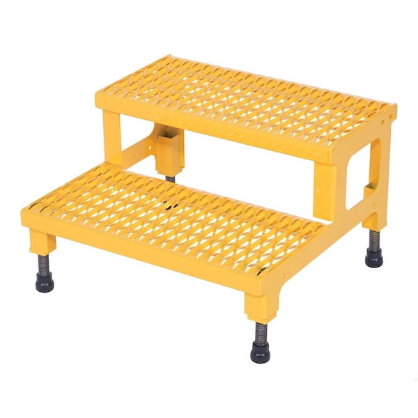 Vestil ASP-24 Adj. Step Mate Stand, 2 Step, 24 x 23", 15.25 Overall Height, Steel, Yellow