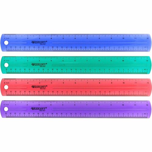 Westcott ACM12975 Westcott Transparent Jeweltone 12" Plastic Ruler