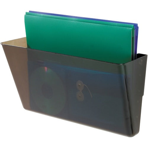 Deflecto DEF73202 Stackable Wall Pocket - 1 Compartment(S) - 7" Height X 13" Width X 4" Depth - Wall Mountable - Smoke - 1Each