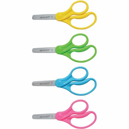 Westcott ACM13130 Westcott Kids Scissors - 5" Overall Length - Blunted - Straight-Left/Right - Plastic, Stainless Steel - Assorted
