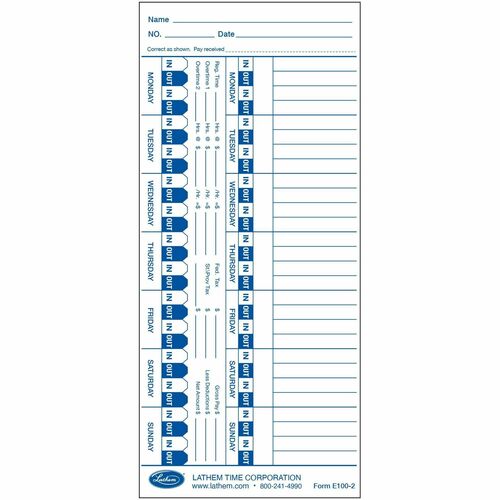 Lathem LTHE100 Universal Time Cards