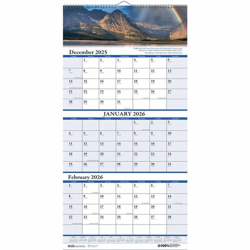 House of Doolittle HOD3638 Scenic 3-month Wall Calendar