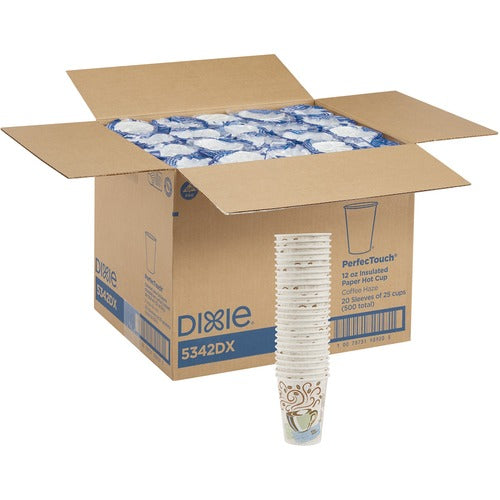 Dixie DXE5342DXCT PerfecTouch 12 oz Insulated Paper Hot Coffee Cups by GP Pro