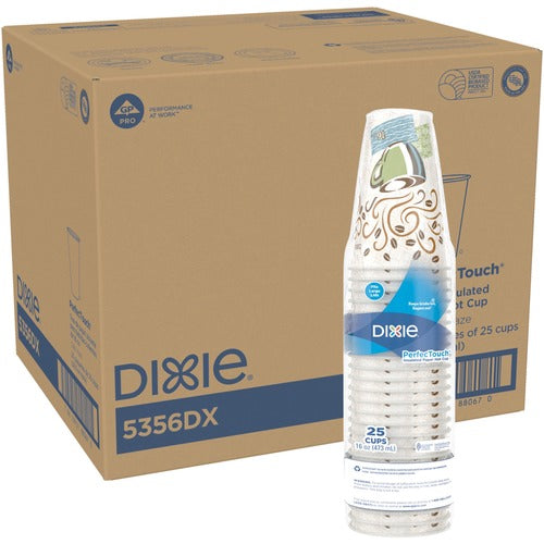 Dixie DXE5356DXCT PerfecTouch 16 oz Insulated Paper Hot Coffee Cups by GP Pro