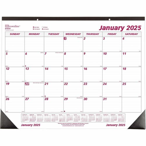 Brownline REDC1731 Professional Monthly Desk/Wall Calendar