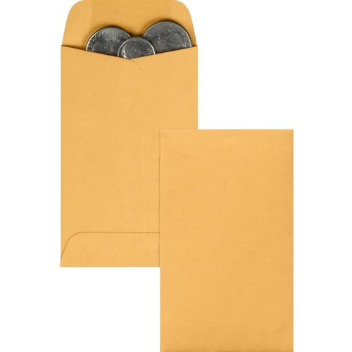 Quality Park QUA50262 Coin/Small Parts Envelope - Coin - #3 - 2.50" Width X 4.25" Length - 28 Lb - Gummed - Kraft - 500 / Box - Kraft