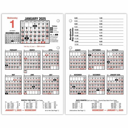 At-A-Glance AAGE71250 Burkhart's Day Counter Loose-Leaf Desk Calendar Refill