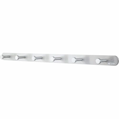 Safco SAF4202 Nail Head Coat Hook - 6 Hooks - 60 Lb (27.22 Kg) Capacity - 1" Size - For Garment - Aluminum, Steel - Silver - 1 Each