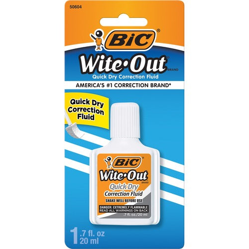 BIC BICWOFQDP1WHI Wite-Out Correction Fluid - 0.68 Fl Oz - White - 1 / Pack