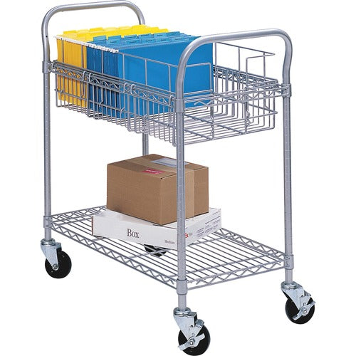 Safco SAF5236GR Wire Mail Cart - 600 Lb Capacity - 4 Casters - 4" Caster Size - Steel - 39" Width X 18.8" Depth X 38.5" Height - Gray