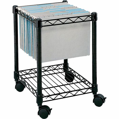 Safco SAF5277BL Compact Mobile File Cart - 1 Shelf - 4 Casters - Steel - 15.5" Width X 14" Depth X 19.5" Height - Black