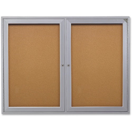 Ghent GHEPA23648K 2-Door Enclosed Indoor Bulletin Board - 48" Height X 36" Width - Cork Surface - 1 Each