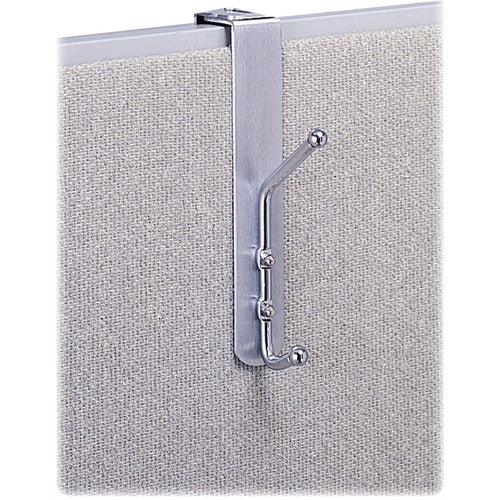 Safco SAF4167 Over The Panel Coat Hook - 2 Hooks - For Garment - Steel, Aluminum - 1 Each