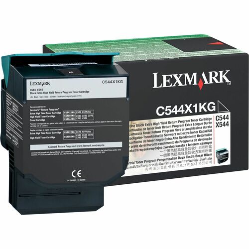 Lexmark LEXC544X1KG Black Toner Cartridge - Laser - 6000 Page - 1 Each