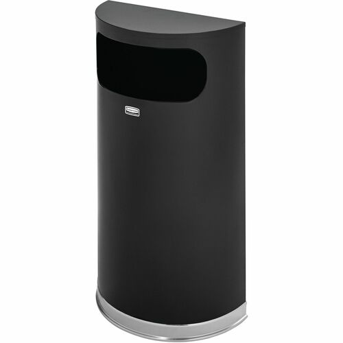 Rubbermaid Commercial RCPSO820PLBK Black/Chrome Half Round Receptacle