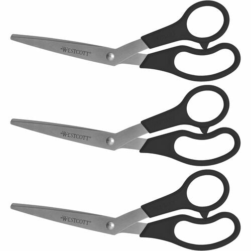 Westcott ACM13402 Westcott 13402 Value Pack Scissors - 3.50" Cutting Length - 8" Overall Length - Pointed - Bent - Plastic, Stainless Steel - Black