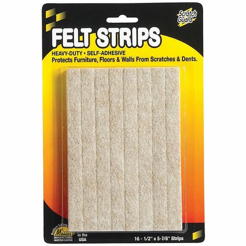 Scratch Guard MAS88495 Master Scratch Guard 88495 Heavy Duty Felt Pad - 16 Pad Of 0.50" Length X 5.87" Width - Rectangle - Self-Adhesive - Beige - Polyester - 1/Pack