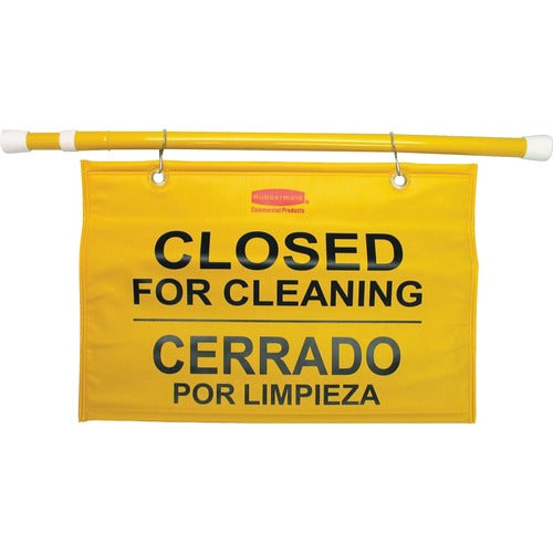 Rubbermaid Commercial RCP9S1600YL Multilingual Closed for Cleaning Safety Sign