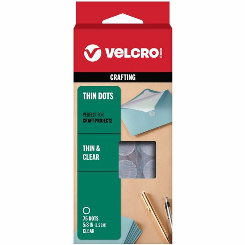 VELCRO® VEK91302 Thin Clear Fasteners 5/8in Circles Clear 75 ct