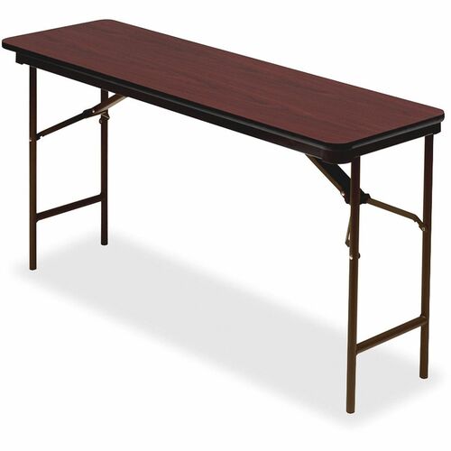 Iceberg ICE55284 Premium Wood Laminate Folding Table - Rectangle Top - 72" Table Top Length X 18" Table Top Width X 0.75" Table Top Thickness - 29" Height - Mahogany