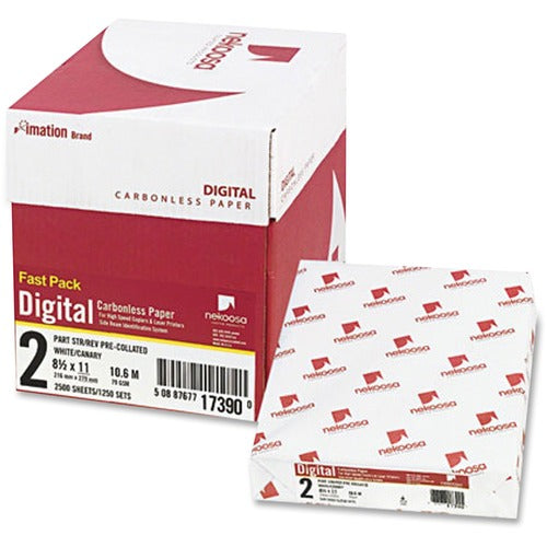 Nekoosa NEK17390 Premium Digital Carbonless Paper - Letter - 8.50" X 11" - Smooth - 2500 / Carton - White, Yellow