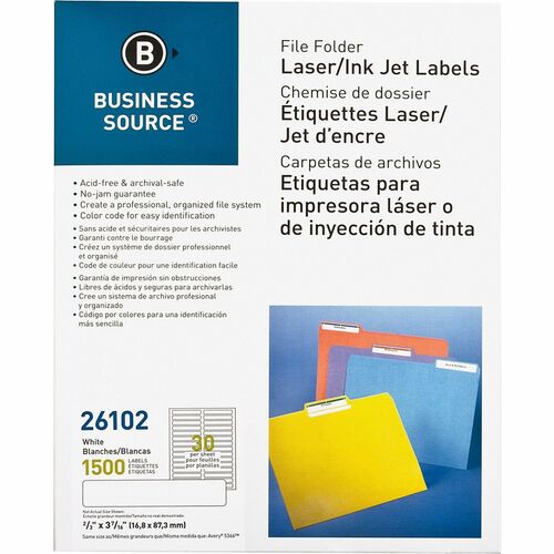 Business Source BSN26102 Laser/Inkjet File Folder Labels