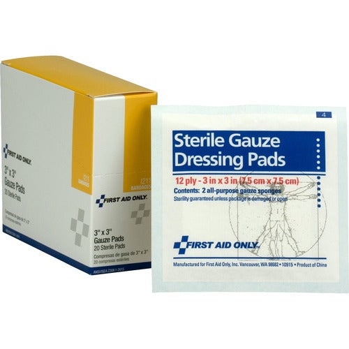 First Aid Only FAOI211 3"x3" Gauze Pads Dispenser Box