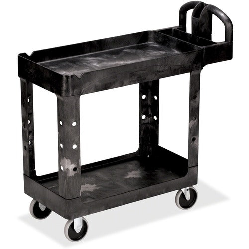 Rubbermaid Commercial RCP450088BK HD 2-Shelf Utility Cart with Lipped Shelf (Small)
