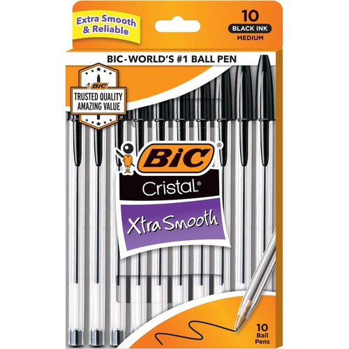 BIC BICMSP10BK Cristal Ballpoint Stick Pens