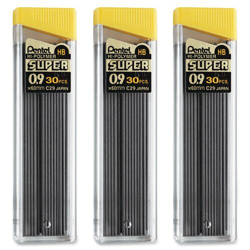 Pentel PENC29BPHB3 Super Hi-Polymer 0.9mm Lead Refill