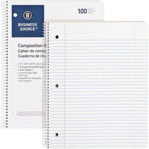 Business Source BSN10968 Wirebound College Ruled Notebooks - Letter