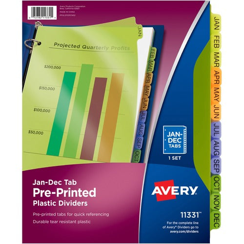 Avery® AVE11331 Avery® Preprinted Monthly Tabs Plastic Dividers