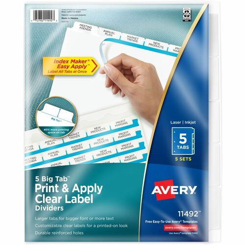 Avery® AVE11492 Avery® Big Tab Clear Label Index Maker Dividers
