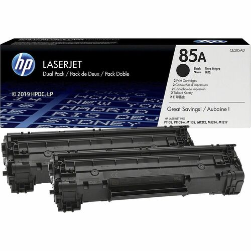 HP HEWCE285AD 85A Original Laser Toner Cartridge - Black - 2 / Carton