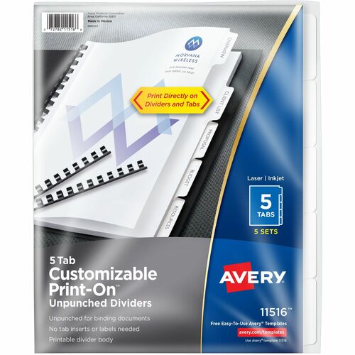 Avery® AVE11516 Avery® Unpunched Print-On Dividers