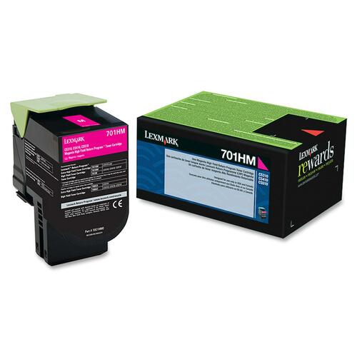 Lexmark LEX70C1HM0 701Hm Magenta High Yield Return Program Toner Cartridge - Laser - High Yield - 3000 Page - 1 Each
