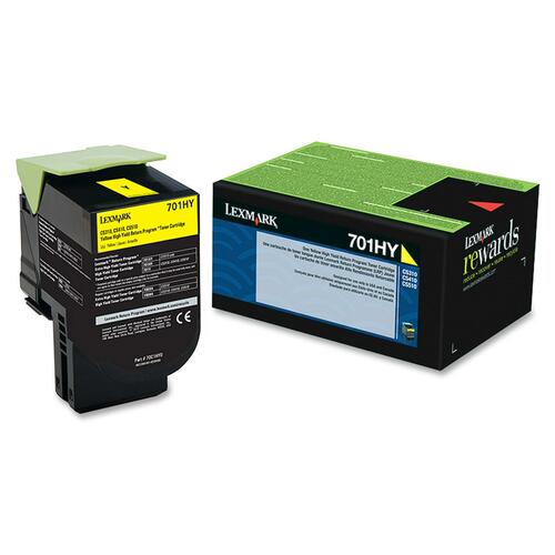 Lexmark LEX70C1HY0 701Hy Yellow High Yield Return Program Toner Cartridge - Laser - High Yield - 3000 Page Yellow - 1 Each