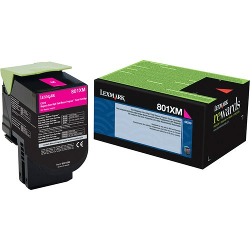 Lexmark LEX80C1XM0 801Xm Magenta Extra High Yield Return Program Toner Cartridge - Laser - Extra High Yield - 4000 Page Magenta - 1 Each