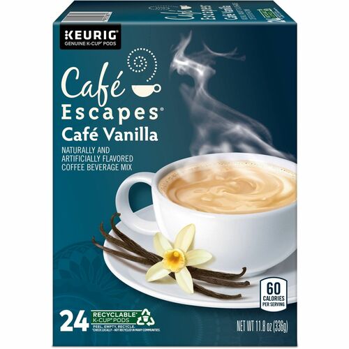 Café Escapes® GMT6812 K-Cup, Pod Café Vanilla, Keurig Single-Serve K-Cup Pods, 24 Count