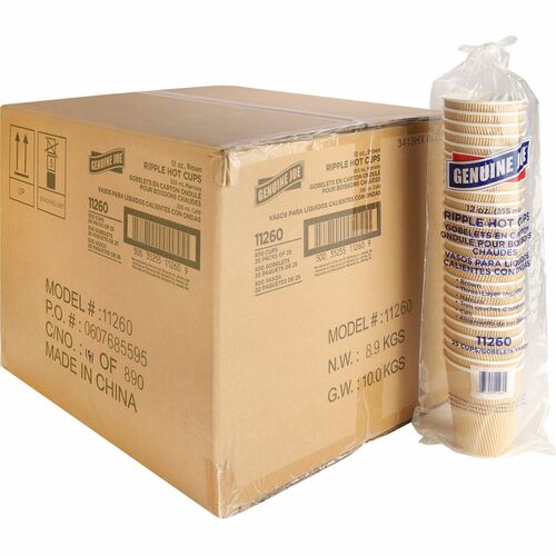 Genuine Joe GJO11260CT 12 oz Rippled Hot Cups