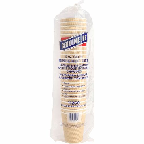 Genuine Joe GJO11260 12 oz Rippled Hot Cups