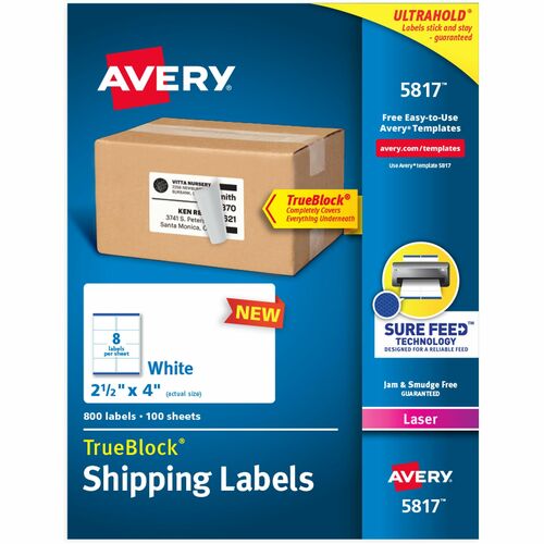 Avery® AVE5817 Avery® Printable Shipping Labels, 2.5" x 4" , 800 Labels (5817)