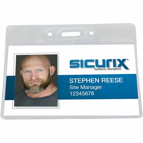 SICURIX BAU67815 Vinyl Punched Id Badge Holders - Horizontal - 2.5" X 3.5" - Vinyl - 50 / Pack - Clear