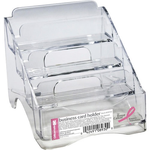Officemate OIC08930 Pink Ribbon Four Tier Business Card Holder (08930)