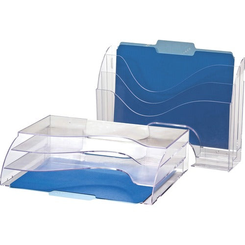 Officemate OIC22904 Clear Wave 2-way Desktop Organizer