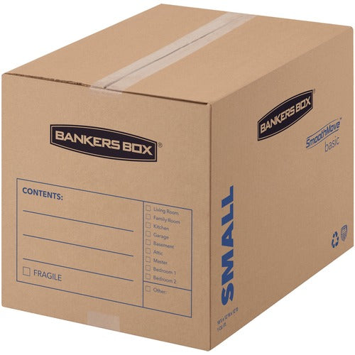Bankers Box FEL7713801 Fellowes Smoothmove Basic Moving Boxes, Small - Internal Dimensions: 12" Width X 16" Depth X 12" Height - External Dimensions: 12.3" Width X 16.5" Depth X 12.6" Height - Heavy Duty - Corrugated - Kraft, Black - 25 / Pack