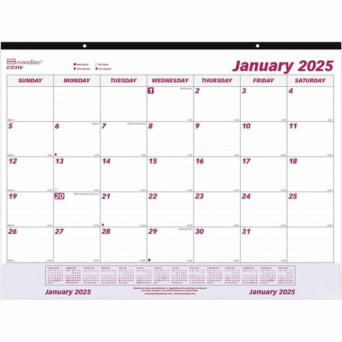 Brownline REDC1731V Vinyl Strip Monthly Desk Pad