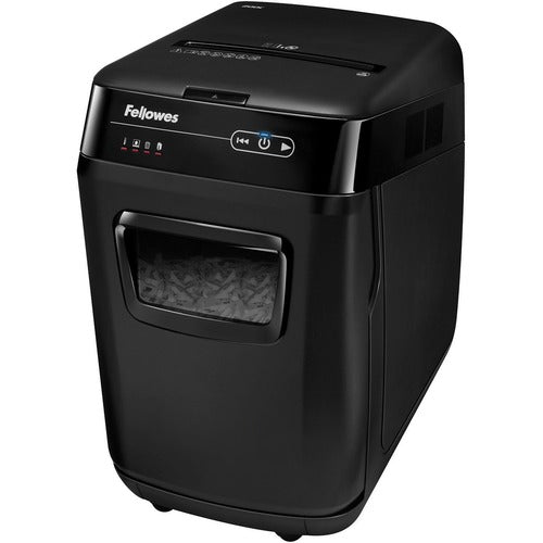 Fellowes FEL4653501 Automax 200C Auto Feed Shredder-Cross Cut-200 Per Pass-For Shredding Staples,Paper Clip,Credit Card,Cd,Dvd,Junk Mail-0.16" X 1.50" Shred Size-P-4-11 Ft/Min-9" Throat-12 Minute Run Time-25 Minute Cool Down Time-8.50 Gal W