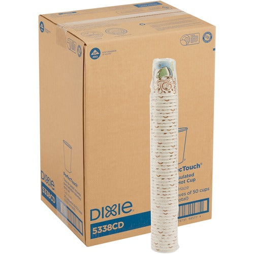 Dixie DXE5338CDCT PerfecTouch 8 oz Insulated Paper Hot Coffee Cups by GP Pro