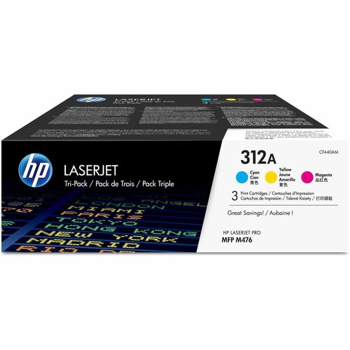 HP HEWCF440AM 312A (CF440AM) Original Standard Yield Laser Toner Cartridge - Tri-pack - Cyan, Magenta, Yellow - 3 / Carton
